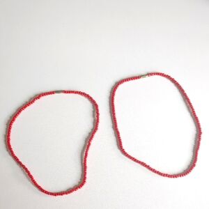 Sold...Red Bead Necklace Set of Two